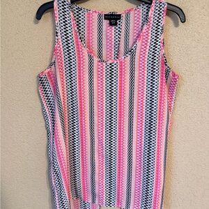 Metaphor Pink Black White Striped Sleeveless Tank
